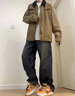卡圖弛美式復(fù)古cleanfit工裝外套男早秋季高級(jí)感痞帥寬松教練夾克衫上衣 卡其色 XL 曬單實(shí)拍圖