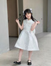 FIDQIOG國際品牌女童緞面公主裙晚禮服花童婚禮兒童鋼琴演奏生日主持人短 灰色 M 130cm 曬單實(shí)拍圖