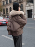 DRPR品牌女裝新品羽絨服女白鴨絨短款2025冬季新款立領小個子外套女 咖啡色 S 曬單實拍圖