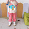 G.DUCK HELLO女童夏裝運動套裝2025新款短袖兩件套寶寶棉衣服 綠色 90 cm 曬單實拍圖