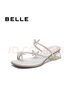 百麗（Belle）小福蝶水鉆蝴蝶夾腳拖女2025夏季新商場款粗跟增高拖鞋D6E1DBT5 銀色 38 (240mm) 曬單實(shí)拍圖