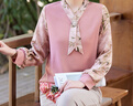 俞兆林中老年女裝媽媽裝長袖T恤春夏氣質(zhì)婆婆針織 Y51S042 曬單實拍圖