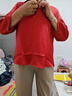 俞兆林（YUZHAOLIN）媽媽春秋季套裝2024新款中老年女夏裝洋氣雪紡襯衫上衣褲子兩件套 紅色上衣+卡其銀邊褲 5XL 建議145斤-160斤 曬單實(shí)拍圖