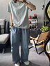 LDBE美式復(fù)古簡約印花字母短袖T恤女2025新款夏季寬松顯瘦休閑上衣潮 淡藍(lán)色 S 【80-100斤】 曬單實(shí)拍圖