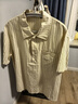 GXG男裝25年夏季新款高級感條紋短袖襯衫polo領(lǐng)上衣#G25D232004 米黃色 S 曬單實拍圖