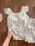 另約高級感輕奢冰絲睡衣女夏季甜美帶胸墊小飛袖短褲寬松家居服兩件套 935 流光藍(lán)蝴蝶 固定胸墊 2XL 曬單實(shí)拍圖