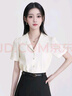 特洛曼白色短袖襯衫女氣質(zhì)小個(gè)子西裝領(lǐng)職業(yè)裝通勤OL雪紡襯衣面試上衣 曬單實(shí)拍圖