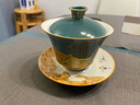 容山堂金絲琺瑯彩三才蓋碗壺承主人杯單杯建盞公道杯陶瓷功夫茶具 青底瑞鶴圖蓋碗 曬單實拍圖