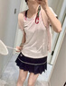 KAWASAKI川崎羽毛球服女羽毛球服套裝女速干專業(yè)運(yùn)動(dòng)短袖套裝羽毛球裙T恤 【繁花似錦套裝】霜白色+鳶尾藍(lán) M 曬單實(shí)拍圖
