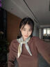 吳蠶里（WUCANLI）2025新款真絲羊毛小方巾絲巾女士新款春季圍巾系脖高級感薄款護頸 情迷自然柔米黃(真絲羊毛雙面雙 曬單實拍圖