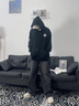 LEMANISMlemanism美式復(fù)古水洗牛仔褲男春夏季直筒休閑長褲黑色寬松褲子男 黑色 L 曬單實(shí)拍圖