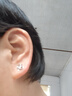 何佳功老鳳凰S999足銀四葉草耳釘女士純銀氣質(zhì)感耳環(huán)耳飾品生日禮物 白色-999足銀四葉草耳釘同 曬單實(shí)拍圖