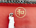 茵曼新中式流蘇盤扣襯衫兩件套夏季女裝刺繡吊帶裙套裝 梨花杏 S 曬單實(shí)拍圖