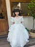 姣霓（joli）女童禮服兒童演出服晚禮服高端輕奢走秀主持人鋼琴 米白色+裙撐 140 曬單實(shí)拍圖