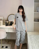 愉宜薇純棉睡衣女款夏季短袖七分褲帶胸墊寬松薄款可外穿女士家居服套裝 KSF19001 L 100-120斤 曬單實(shí)拍圖