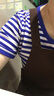 途尊（kingtrip）夏季海魂衫男短袖T恤條紋圓領(lǐng)水手服女海軍風(fēng)棉T半袖情侶裝寬松 女 天藍(lán)色 2XL 曬單實(shí)拍圖