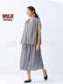 無印良品（MUJI）強捻 法國袖罩衫 短袖上衣女款女裝純棉25年夏季 BC2MMC5S 黑色格紋 XL (165/92A) 曬單實拍圖
