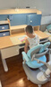 愛果樂（IGROW）兒童學習桌家用寫字桌課桌椅套裝升降桌子中小學生實木書桌子1.2m 新升級 幾何貓+星際椅2.0Se 橘 曬單實拍圖