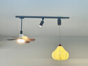 領(lǐng)風(fēng)2025中古風(fēng)餐廳吊燈可升降可移動(dòng)風(fēng)扇軌道燈飯廳導(dǎo)軌吊燈 YX1653木紋+黑格柵+布罩升降 曬單實(shí)拍圖