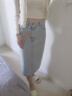 Levi's李維斯25年新款女士美式復古高腰修身后開衩中長牛仔半身裙 竊藍色 L (28) 曬單實拍圖