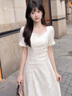 宏資琦新中式改良旗袍連衣裙女裝夏季2025新款今年流行氣質(zhì)高級感裙子 杏色 M 曬單實(shí)拍圖