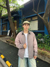 KAMA卡瑪字母刺繡工裝外套2025新款衣服秋季情侶重工洗水時尚翻領(lǐng) 粉色 M 曬單實拍圖