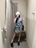 妙奕嘉條紋短袖t恤女士夏季衣服時尚高級新款上衣修身純欲短款辣妹甜美 法式藍(lán)色條紋抽繩綁帶無袖上衣 M 【建議100斤以內(nèi)】 曬單實拍圖