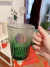 星巴克杯子耐高溫玻璃杯喝水杯馬克杯情侶杯咖啡杯茶杯禮物 漸變綠銅章 曬單實(shí)拍圖