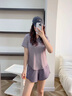 駱駝（CAMEL）彈力健身服女瑜伽運(yùn)動(dòng)訓(xùn)練兩件套裝 Y8S1QL8628-1 杜若紫 XL 曬單實(shí)拍圖
