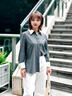 Laurèl25秋新款學(xué)院風(fēng)寬松撞色襯衫女LWD363C01000 白撞灰 S 曬單實(shí)拍圖