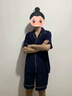 貓人夏季純棉睡衣男士短袖睡褲100%全棉春秋家居服套裝三件套 藏青三件套 【100%純棉】 XL 【175-182cm/155-175斤】 曬單實(shí)拍圖