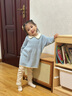 幼歌（YOUGE）嬰幼兒2025秋季新款花邊娃娃領(lǐng)連衣裙純棉森系柔軟裙子 藍色 100 cm 曬單實拍圖