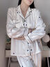 VENTION真絲帶胸墊睡衣女長袖長褲防凸點桑蠶絲家居服禮盒套裝送閨蜜 柔杏色【長袖長褲】 XL 【建議120-140斤】 曬單實拍圖