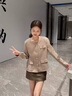 clotho Rennie品牌女裝小香風(fēng)外套女2025春秋新款高級(jí)感休閑百搭開衫短款上衣 淺卡其 M 曬單實(shí)拍圖