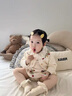 班喜迪嬰兒衣服秋裝嬰幼兒針織毛衣連體衣春秋女寶寶包屁衣套裝外出爬服 米色 90 曬單實(shí)拍圖