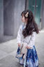 迪士尼女童套裝2025新款春秋艾莎公主馬面裙中小童女寶寶公主裙時(shí)尚百搭 藍色（荷葉）短袖套裝 120 cm 曬單實(shí)拍圖
