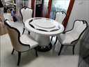 冠私（Guansi）大理石餐桌圓形餐桌椅組合歐式白色桌子韓式小戶(hù)型實(shí)木客廳吃飯桌 1.1米+60轉盤(pán)不含椅 曬單實(shí)拍圖
