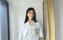 韓姿朵可愛凱蒂貓HelloKitty格子睡衣女三件套夏純棉短袖長褲春秋家居服 C4404三件套 XL 曬單實(shí)拍圖
