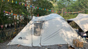 牧高笛（MOBIGARDEN）前庭后室 戶外露營(yíng)防風(fēng)防雨大空間營(yíng)地家庭牛津布帳篷 后室/晨霧白 曬單實(shí)拍圖