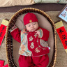 G.duck小黃鴨周歲禮服中國風(fēng)連體衣滿(mǎn)月百天嬰兒衣服寶寶中式抓周宴套裝 紅色連體衣 66 cm建議0-3個(gè)月8-12斤 曬單實(shí)拍圖