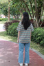 愛(ài) 西娜女大童短袖t恤夏季2025新款夏裝上衣條紋半袖初中生女孩體恤大碼 紫色_國(guó)標(biāo)尺碼，正碼正拍 150 cm 曬單實(shí)拍圖