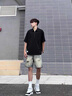 AEMAPE/美國蘋果 美式破洞牛仔短褲男夏季寬松直筒水洗做舊百搭五分褲男 懷舊藍(lán)色 XL 【適合145-160斤】 曬單實(shí)拍圖