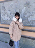 DRPR品牌女裝冬季新款毛領(lǐng)中長款羽絨服女韓版寬松百搭加厚保暖外套 燕麥色 XS 曬單實(shí)拍圖