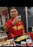 查爾斯桃心夏季美式復(fù)古假兩件格子撞色透氣拼接情侶翻領(lǐng)短袖POLO衫男女同款 黑色拼紅格 2XL 曬單實(shí)拍圖
