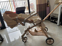 semmook遛娃神器嬰兒推車0-6歲用折疊可坐可躺帶減震雙向高景觀溜娃車 香檳金皮蓬【雙餐盤】 曬單實(shí)拍圖