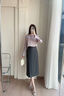 顏域獨特設計感上衣女2025新款早秋寬松圓領(lǐng)高級感長(cháng)袖氣質(zhì)襯衫女 粉紫色 L 曬單實(shí)拍圖