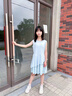 moonkids童裝女童網(wǎng)球裙子速干連衣裙2025夏季新款兒童冰絲涼感運動百褶裙 6142藍色速干連衣裙 140 cm 曬單實拍圖