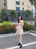 玲玖新款溫柔粉色碎花吊帶短裙子夏季甜美法式收腰連衣裙女小個子 粉色吊帶裙 現(xiàn)貨 S 曬單實拍圖