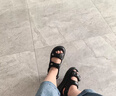 百麗踏爆款厚底涼鞋女2025新款夏季時(shí)尚百搭魔術(shù)貼軟底防滑沙灘羅馬涼鞋 黑色 38 (240mm) 【標準尺碼】 曬單實(shí)拍圖