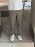 Homlean美式純棉休閑褲男春夏小眾潮牌復(fù)古寬松工裝長褲子HS60卡其色XL 曬單實拍圖